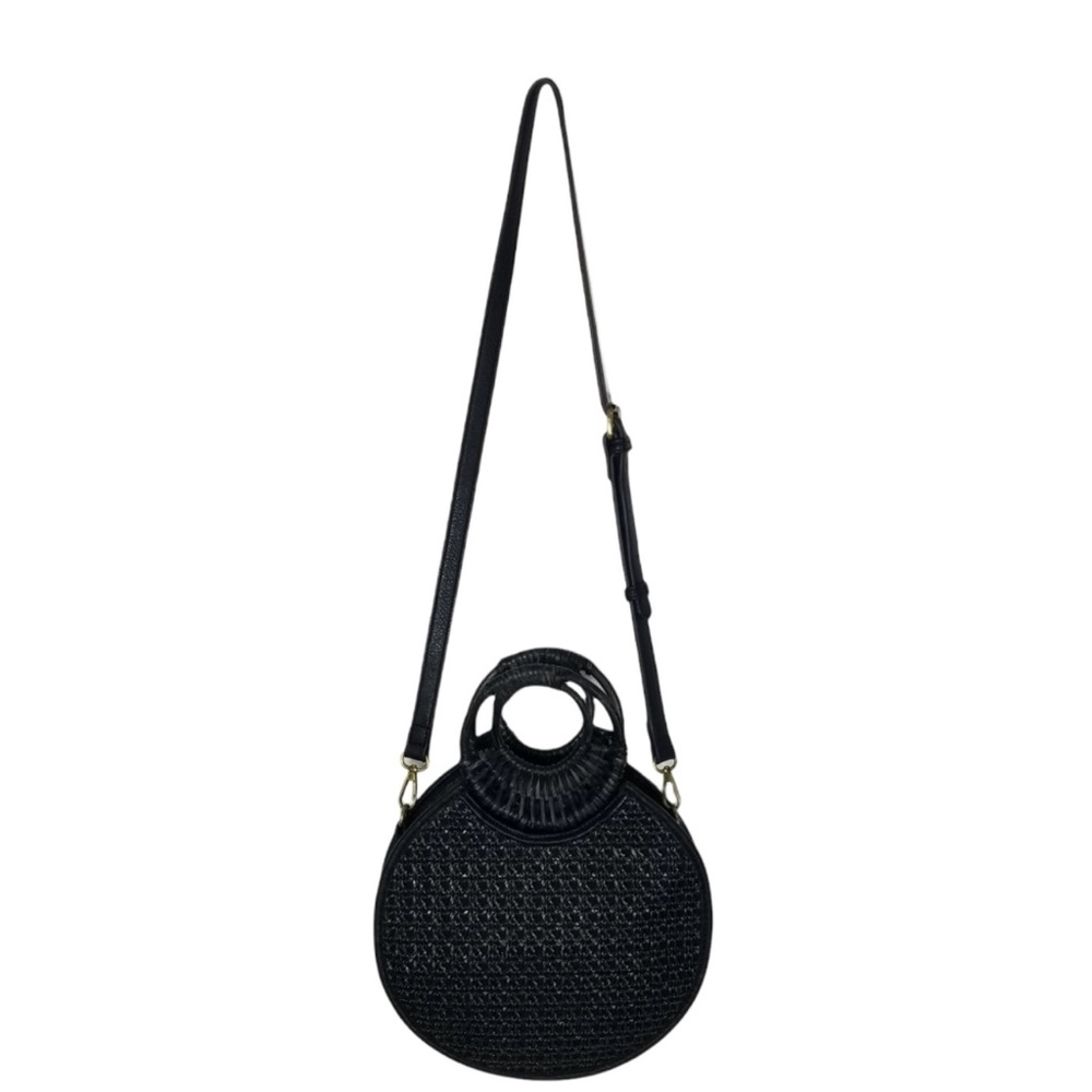 ANTHROPOLOGIE Womens Marianne Black Woven Crossbody Circle Bag - Picture 7 of 12